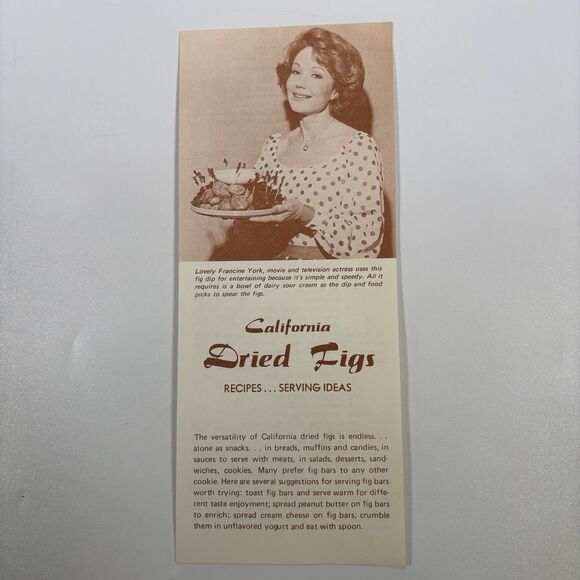 CALIFORNIA DRIED FIG ADVISORY BOARD Booklet RECIPES SERVING IDEAS Francine York - Picture 1 of 3